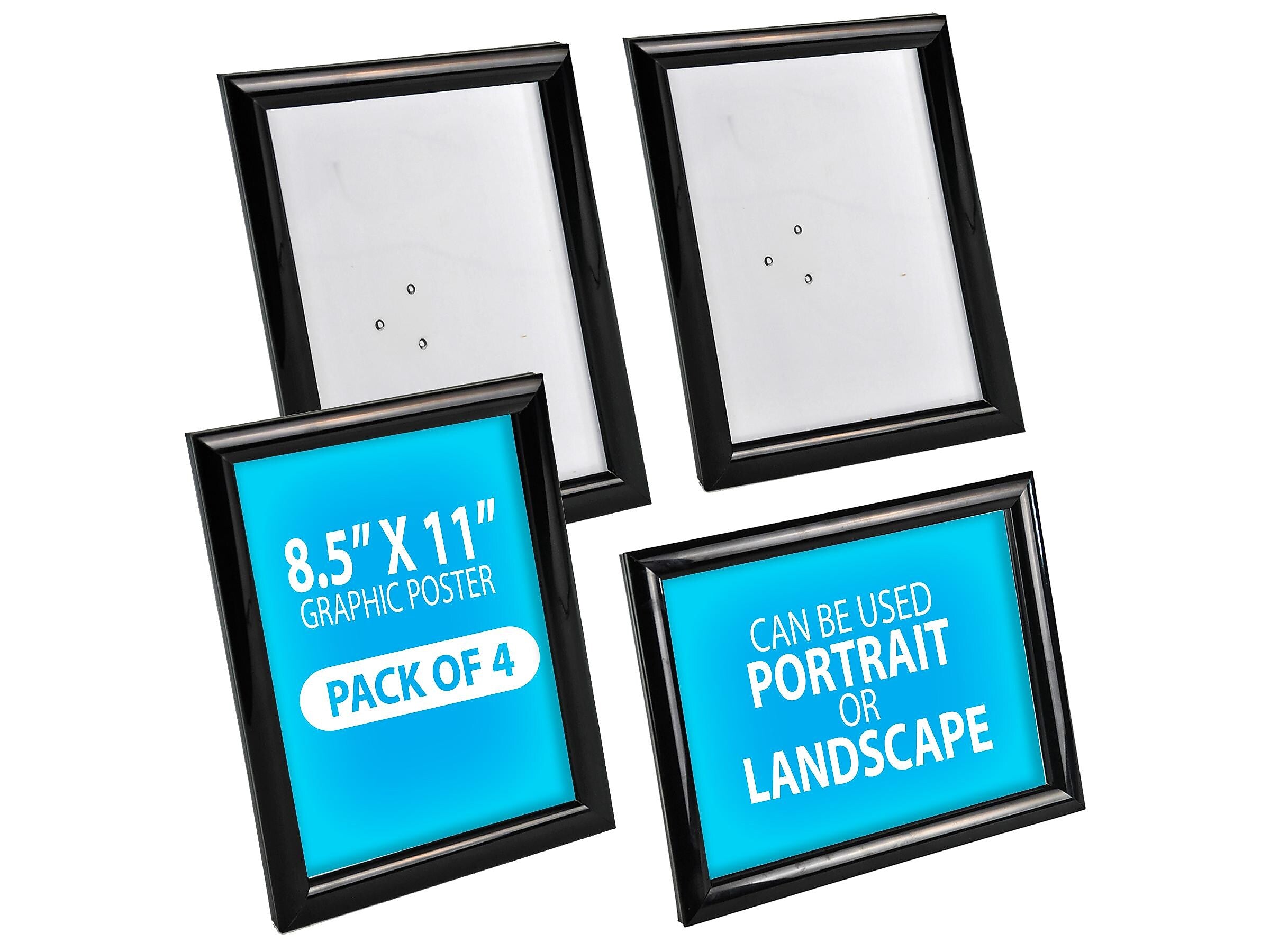 Azar Sign Holder, 8.5" x 11", Table Top, Black, Plastic, 4/Pack (300332-BLK-4PK)