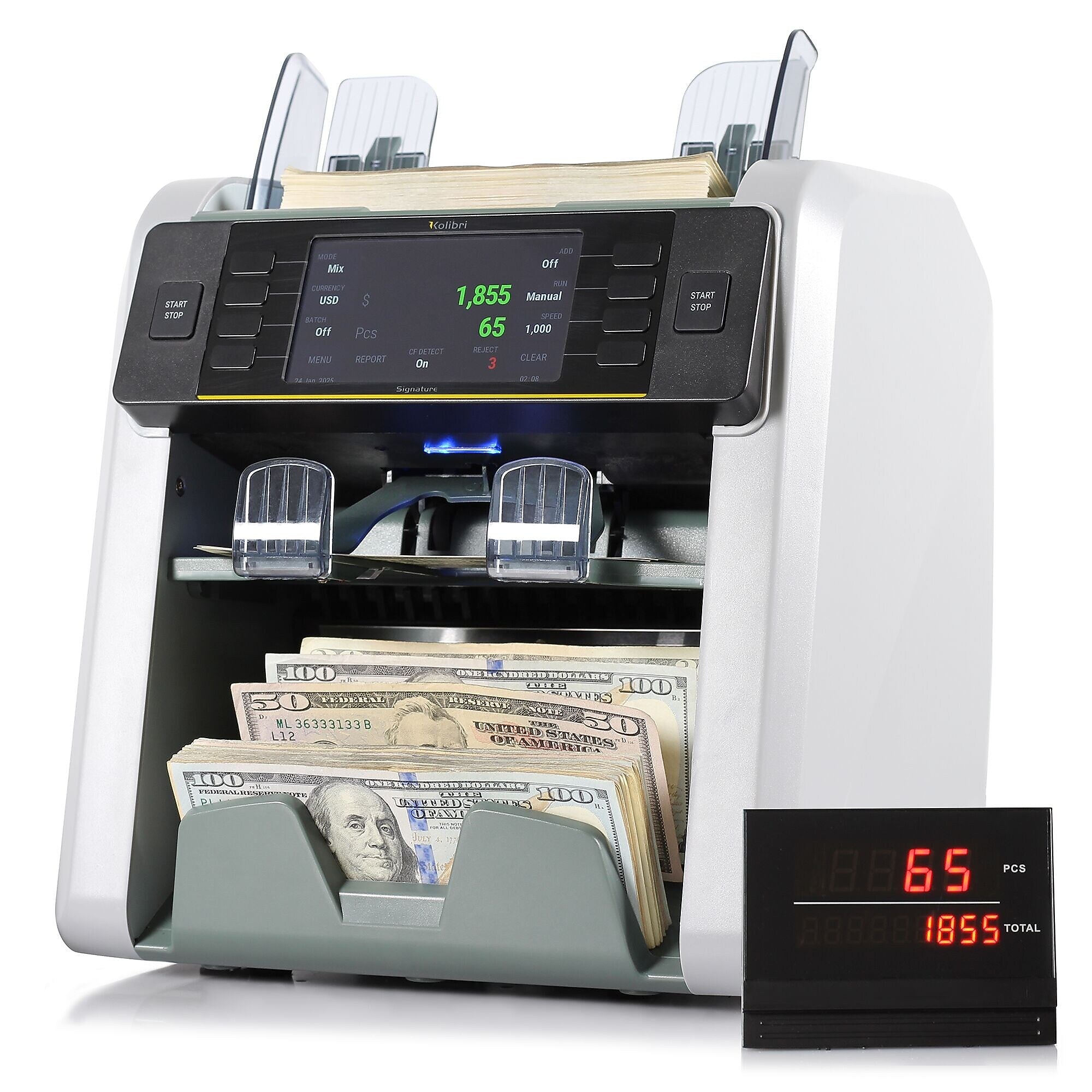 Kolibri Signature V2 Bill Counter, 2 Compartments, Light Gray (SIGNATURE V2)