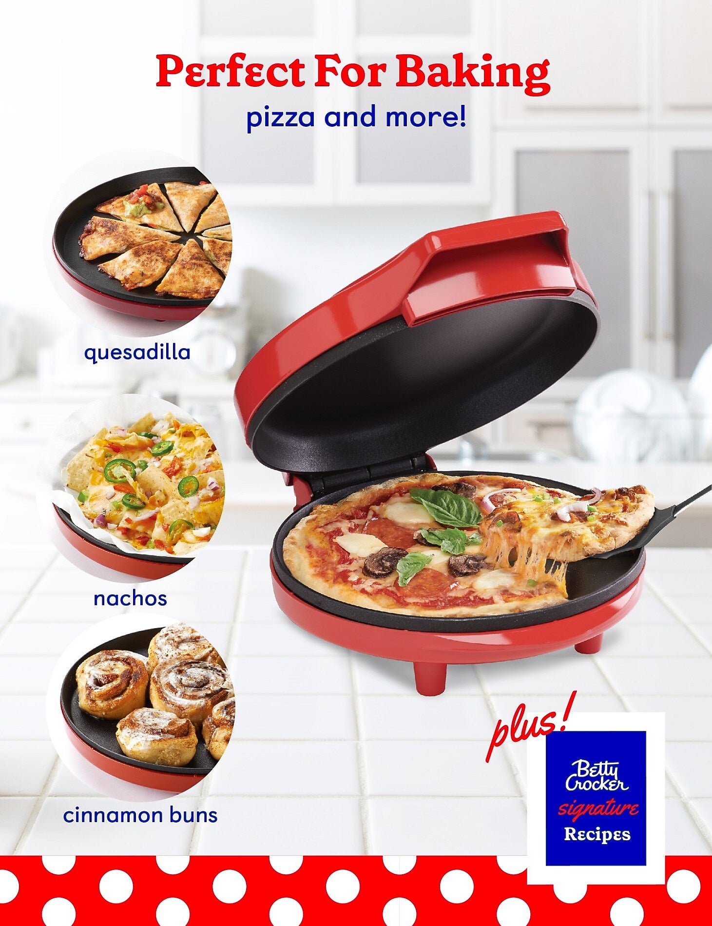 Betty Crocker 12-Inch Pizza Maker Plus, White (BC-2958CW)