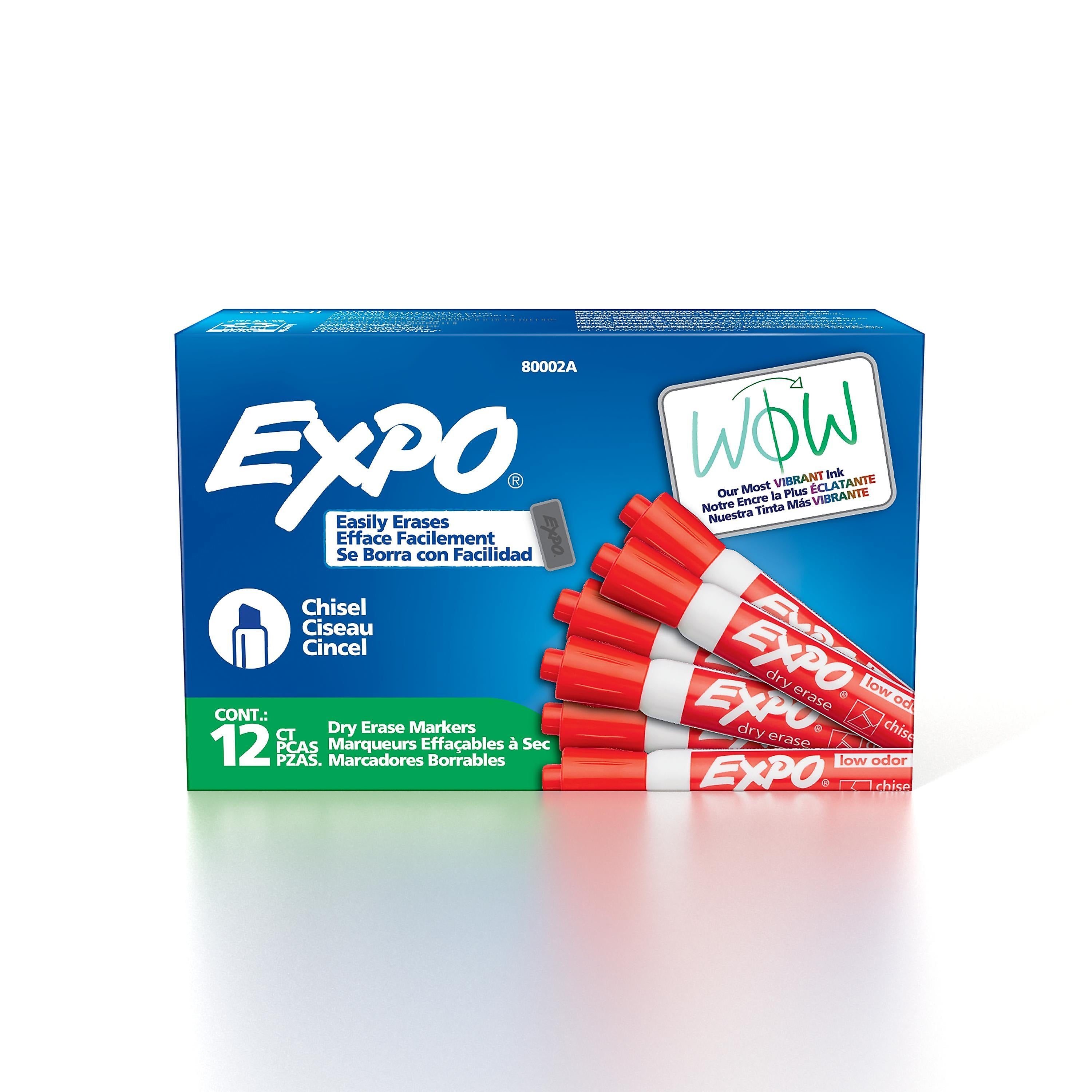 Expo Tank Dry Erase Markers, Chisel Tip, Red, 12/Pack (80002)