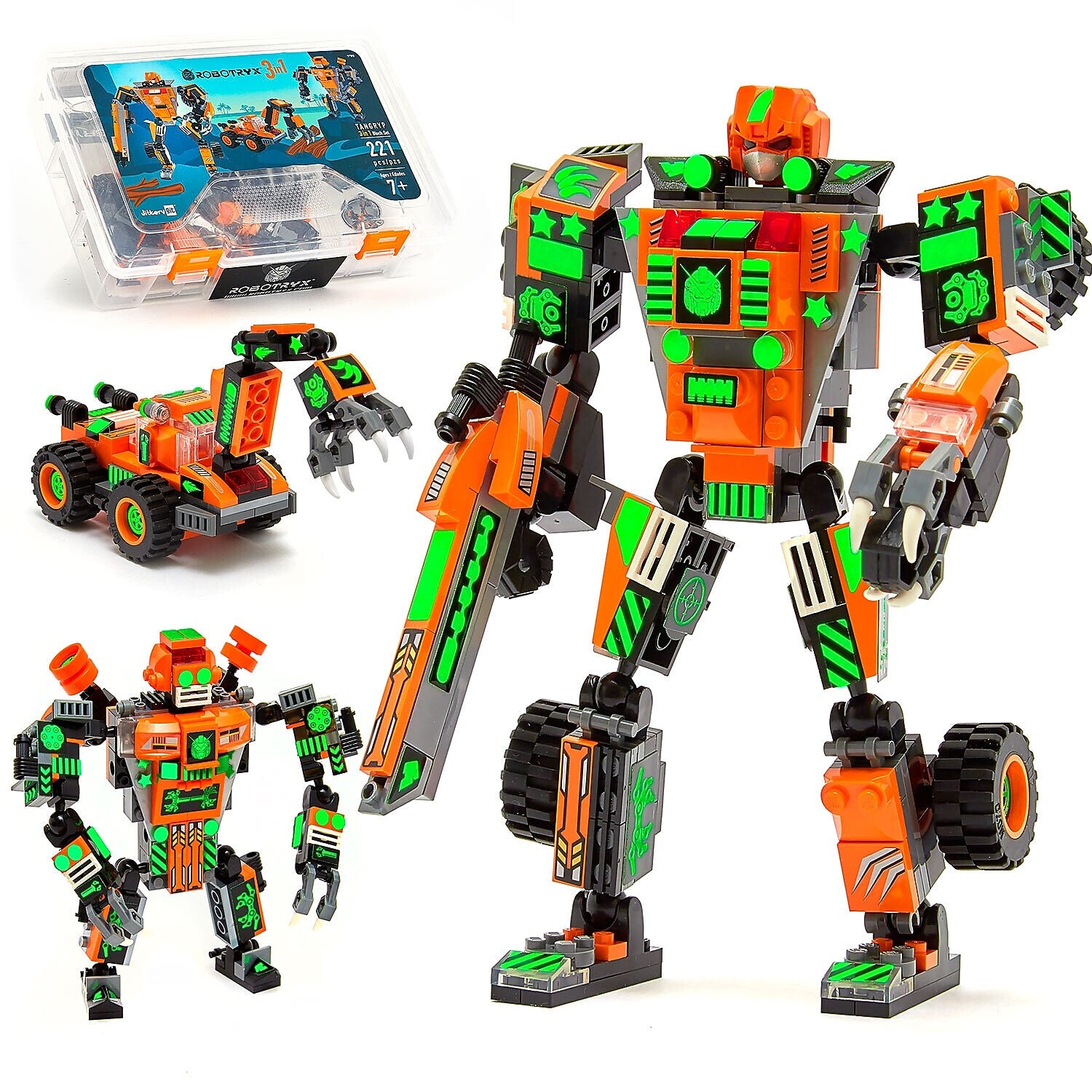 JITTERYGIT Robotryx Orange Tangryp Robot Building Toy, 221 Pieces/Pack (ROBOTRYX-ORANGE)