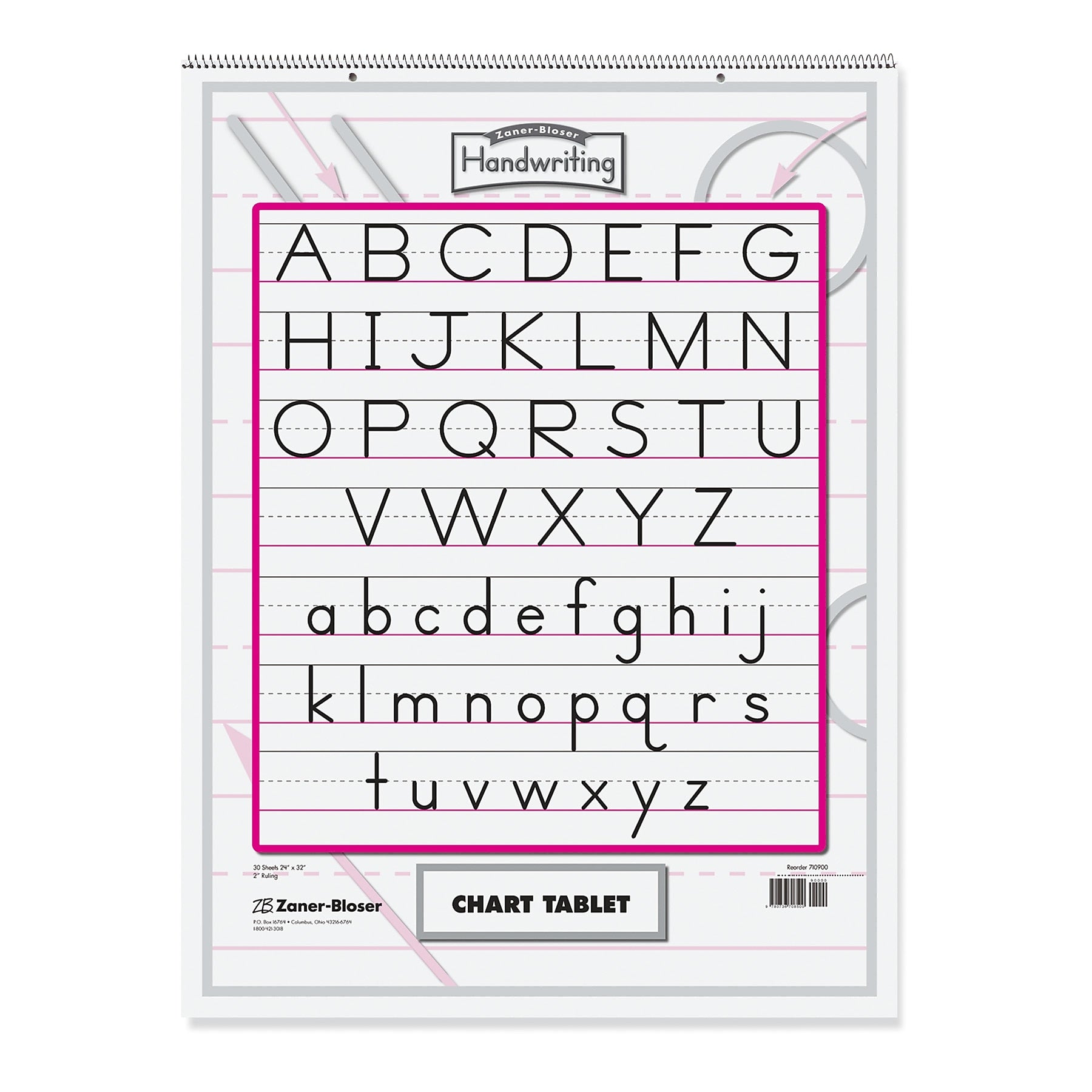 Zaner-Bloser Chart Tablet, Manuscript Cover, 2" Ruled 24" x 32", 30 Sheets (PACZP9701)