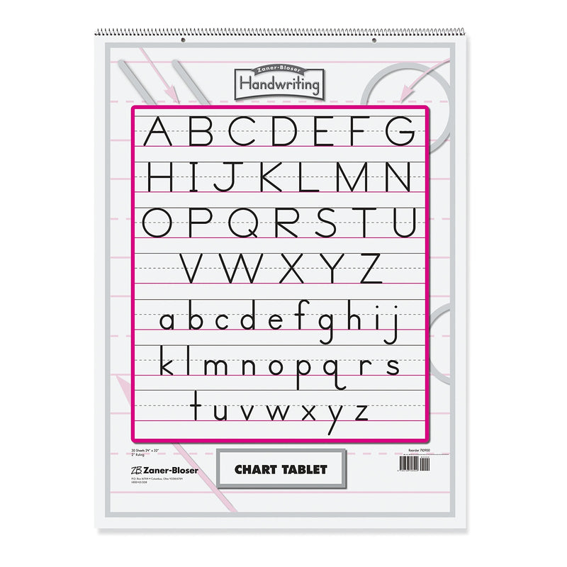 Zaner-Bloser Chart Tablet, Manuscript Cover, 2" Ruled 24" x 32", 30 Sheets (PACZP9701)