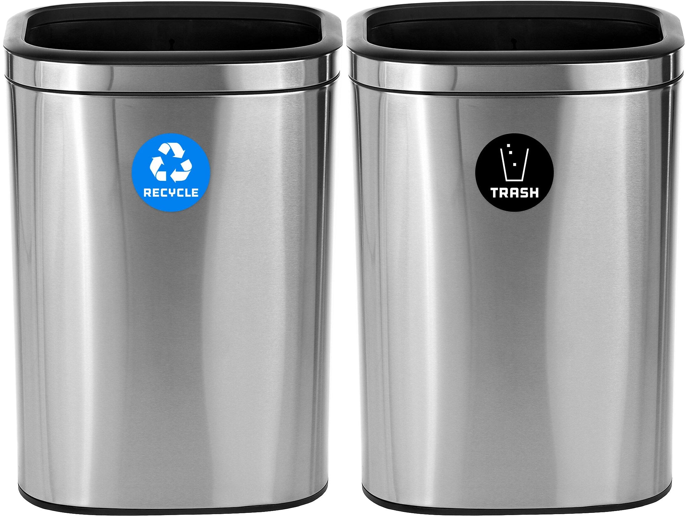 Alpine Industries Commercial Indoor Dual-Stream Recycling Station, 10.5 Gallon, Stainless Steel (ALP470-40L-R-T)