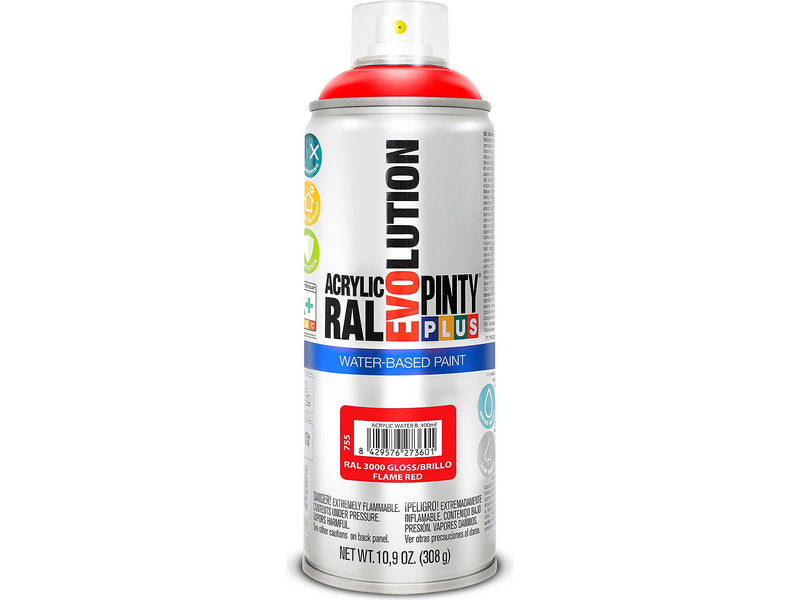 Pintyplus Evolution Water-Based Spray Paint, Flame Red, 10.9 oz., 2/Pack (NOV 755-2PK)