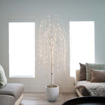 Nearly Natural 6-ft Pre-Lit Artificial White Weeping Willow Tree with 160 Warm White LED Lights (T4923)