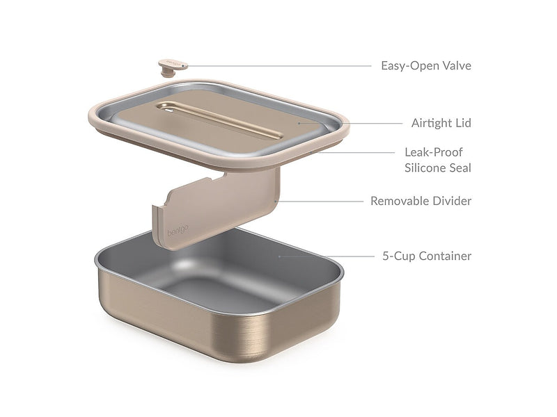 Bentgo MicroSteel Insulated Bento Box, Gold, 41 oz. (BGSTLCH-GD)