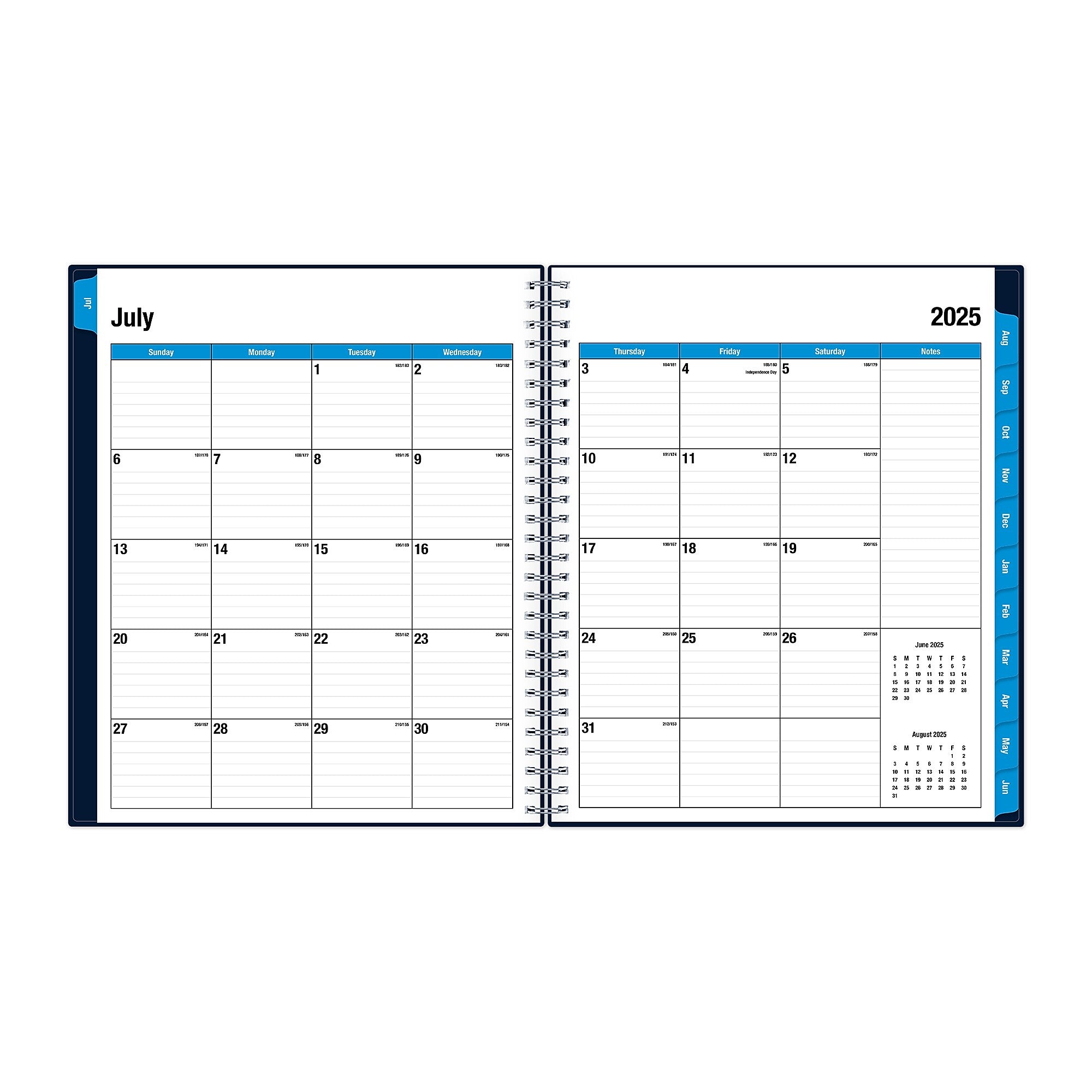 2025-2026 Blue Sky Enterprise 8" x 10" Academic Year Monthly Planner, Plastic Cover, Navy (148674-A26)