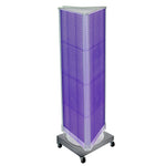 Azar Displays 60”H x16”W Three-Sided Revolving Pegboard Tower Floor Display on Wheeled Metal Base, Purple (700452-PUR)
