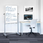 Luxor Double Sided Magnetic Porcelain Mobile Dry-Erase Whiteboard Easel, Aluminum Frame, 30"W x 40"H (DEMW001)