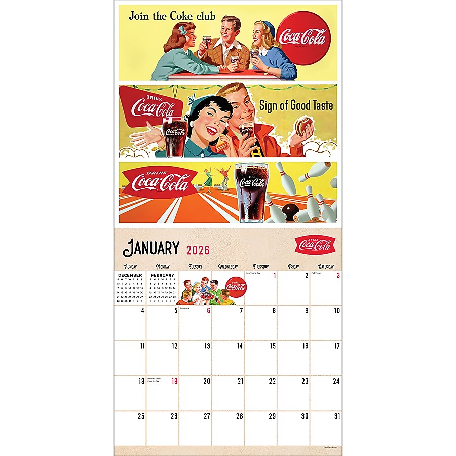 2026 TF Publishing Coca Cola 12" x 12" Monthly Wall Calendar (26-1106)