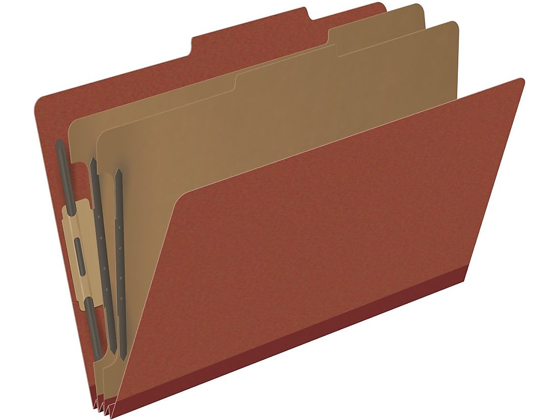 Medical Arts Press Pressboard Classification Folder, 2 Dividers, 2" Expansion, Legal Size, Red, 10/Box (DV-T52-26-3RED)