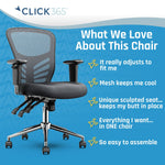 Click365 Ergonomic Mesh Swivel Task Chair, Grey (CCHR10002B)