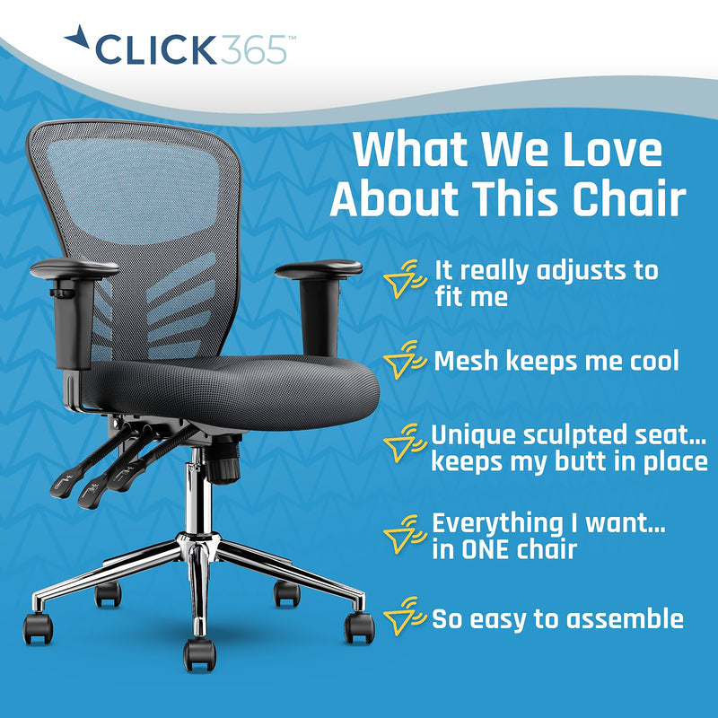 Click365 Ergonomic Mesh Swivel Task Chair, Grey (CCHR10002B)