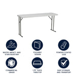 Flash Furniture 60"W x 18"D Foldable Training Room Table, Plastic, Granite White, 10/Pack (10RB1860)
