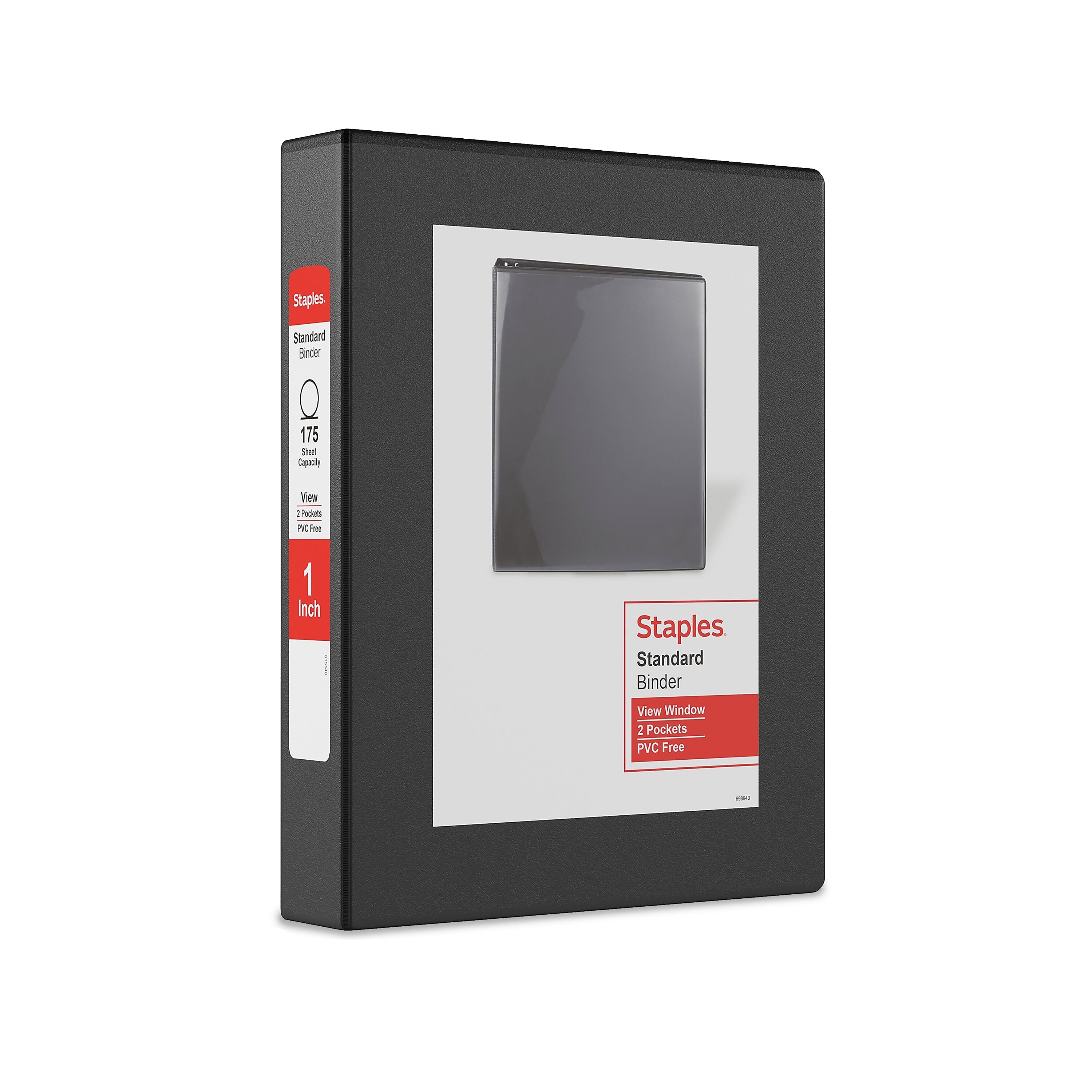 Staples Mini 1" 3-Ring View Binder, Black (55397/26454)