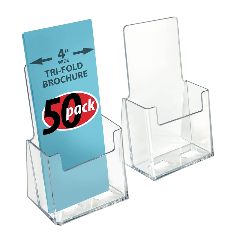 Azar Brochure Holder, 4.125" x 7.25", Vertical, Freestanding, Clear, Acrylic, 50/Pack (252012-50PK)