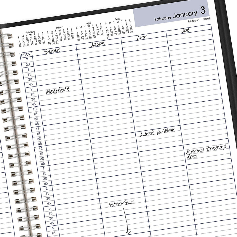 2026 AT-A-GLANCE DayMinder 8" x 11" 4-Person Daily Appointment Book, Faux Leather Cover, Black (G560-00-26)