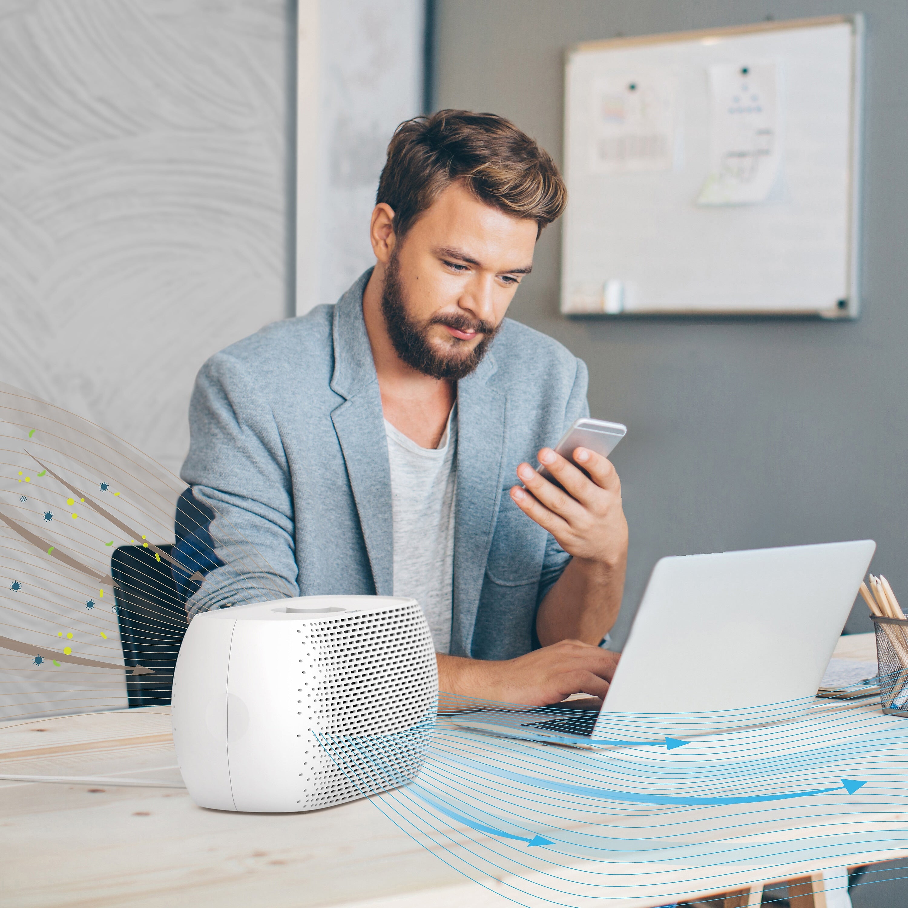 Pure Enrichment PureZone Breeze True HEPA Tabletop Air Purifier, 3-Speed, White (PECOMPAP-RT)