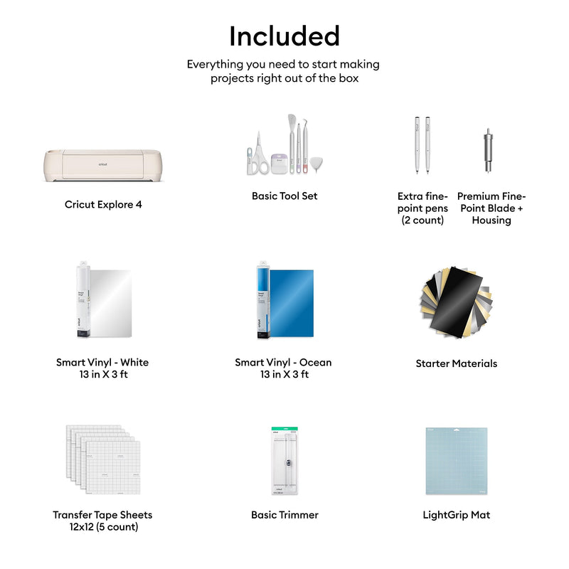 Cricut Explore 4 Die Cutting Starter Bundle, Seashell (8002724)