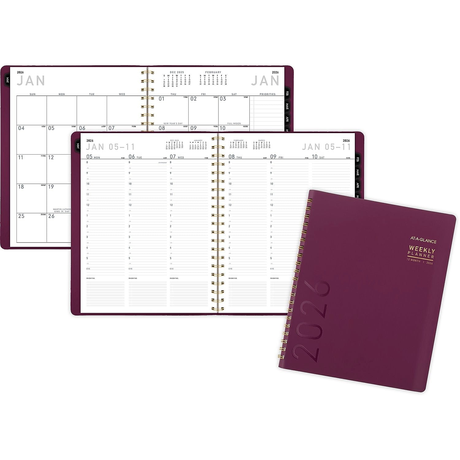 2026 AT-A-GLANCE Contemporary 8.25" x 11" Weekly & Monthly Planner, Faux Leather Cover, Purple (70-940X-14-26)
