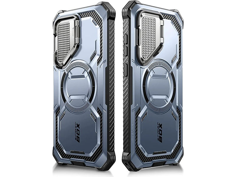 i-Blason ArmorBox MagSafe Rugged Case for Samsung Galaxy S24+, Shock Absorbing, Metallic Blue (GS24PLUSABSPTT)