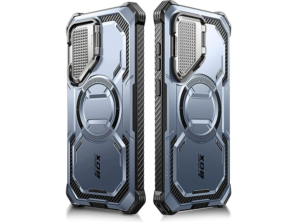 i-Blason ArmorBox MagSafe Rugged Case for Samsung Galaxy S24+, Shock Absorbing, Metallic Blue (GS24PLUSABSPTT)