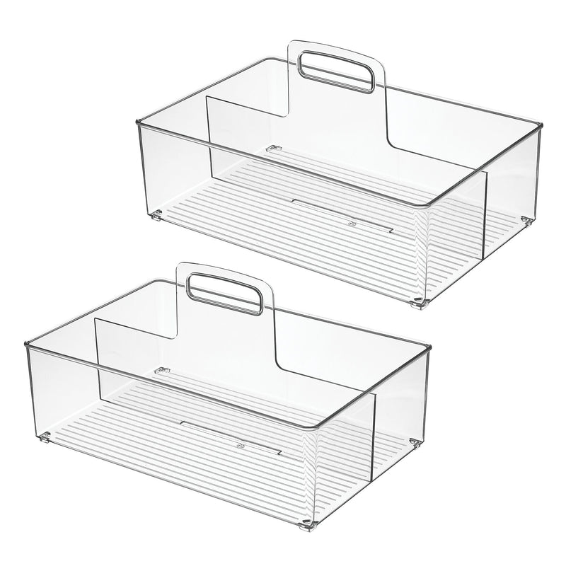 iDESIGN 2-Compartment Plastic Desk Organizer, Clear, 2 Piece (29187M2)
