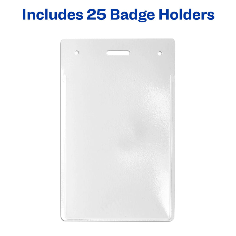 Avery Secure Top Heavy Duty Multiuse Badge Holders, 4" x 3", Clear Portrait Holders, 25/Pack (74472)