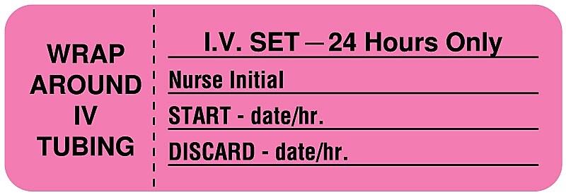 I.V. Tubing Change Label 24 Hours, 3" x 1"