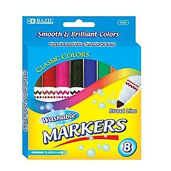 Bulk Buys BAZIC 8 Color Broad Line Jumbo Washable Markers (DLRDY245906)