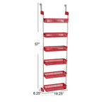 Household Essentials OTD 6-Shelf Hanging Storage Rack, 57" x 19.25" x 6.25", Red (2153-1)