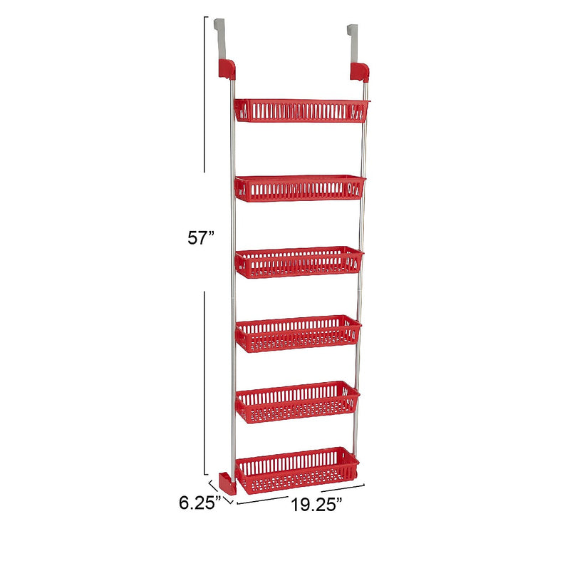 Household Essentials OTD 6-Shelf Hanging Storage Rack, 57" x 19.25" x 6.25", Red (2153-1)
