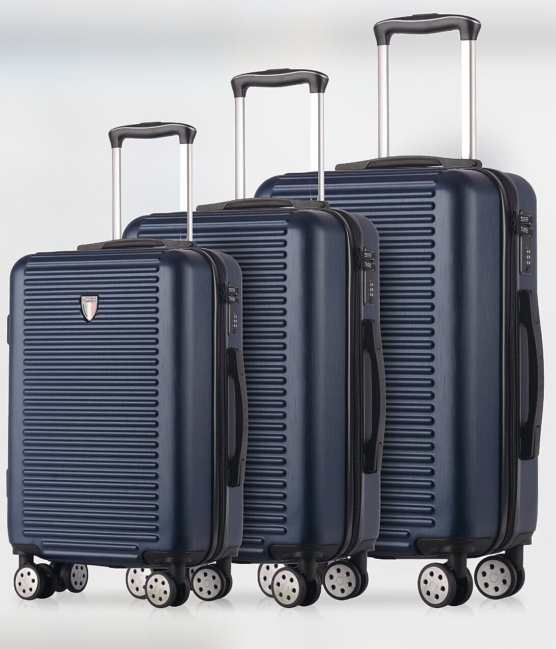 TUCCI 3-Piece Hardside Spinner Carry-On Luggage Set, TSA Checkpoint Friendly (T0280-03PC-BLU)
