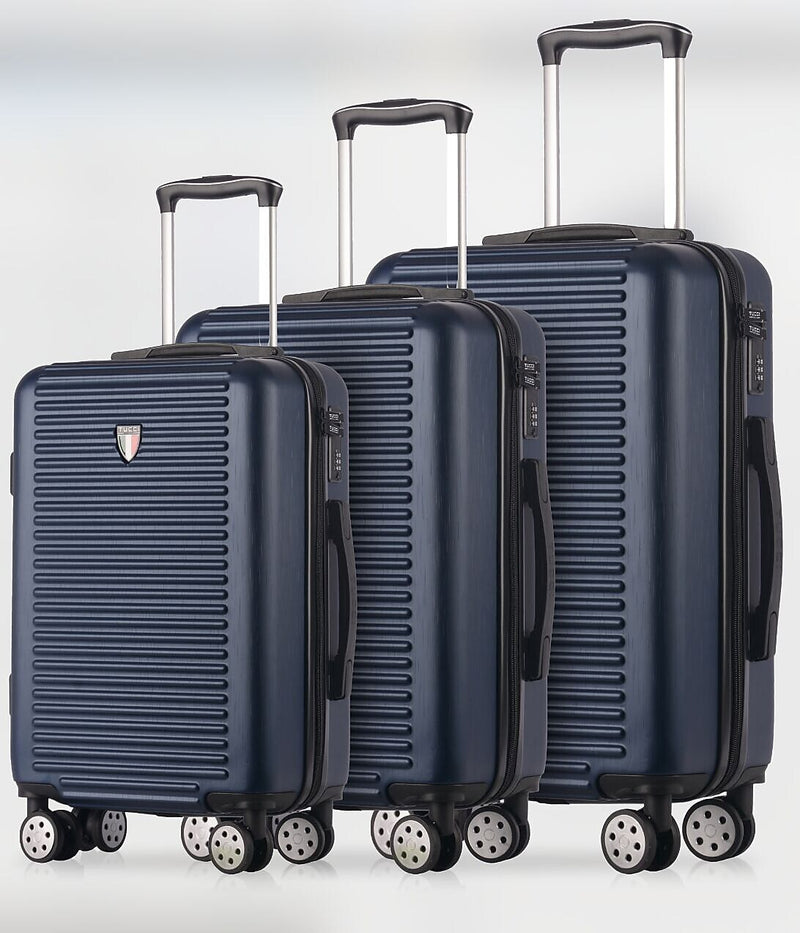 TUCCI 3-Piece Hardside Spinner Carry-On Luggage Set, TSA Checkpoint Friendly (T0280-03PC-BLU)