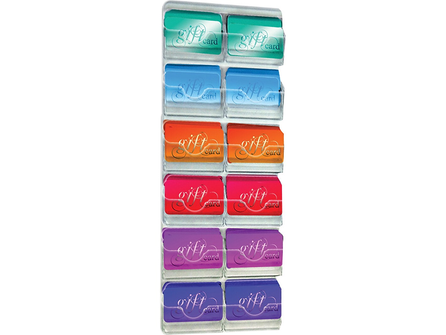 Azar Card Holder, 8" x 18", Vertical, Wall Mounted, Clear, Acrylic, 2/Pack (252082)