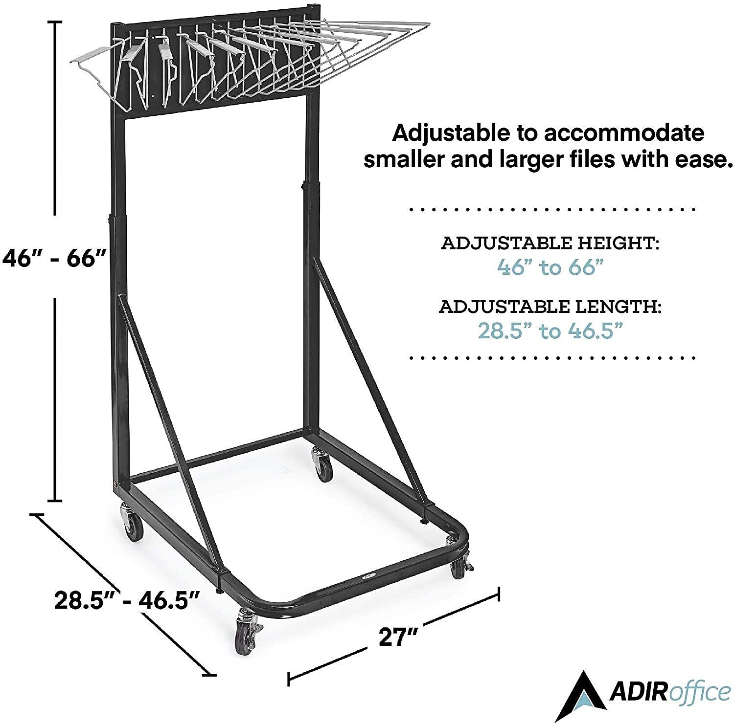 AdirOffice Steel Blueprint Vertical File Rolling Storage Stand, Black (613-BLK-KIT1)