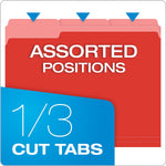 Pendaflex Recycled File Folder, 1/3-Cut Tab, Assorted, Letter Size, Red, 100/Box (4210 1/3 RED)