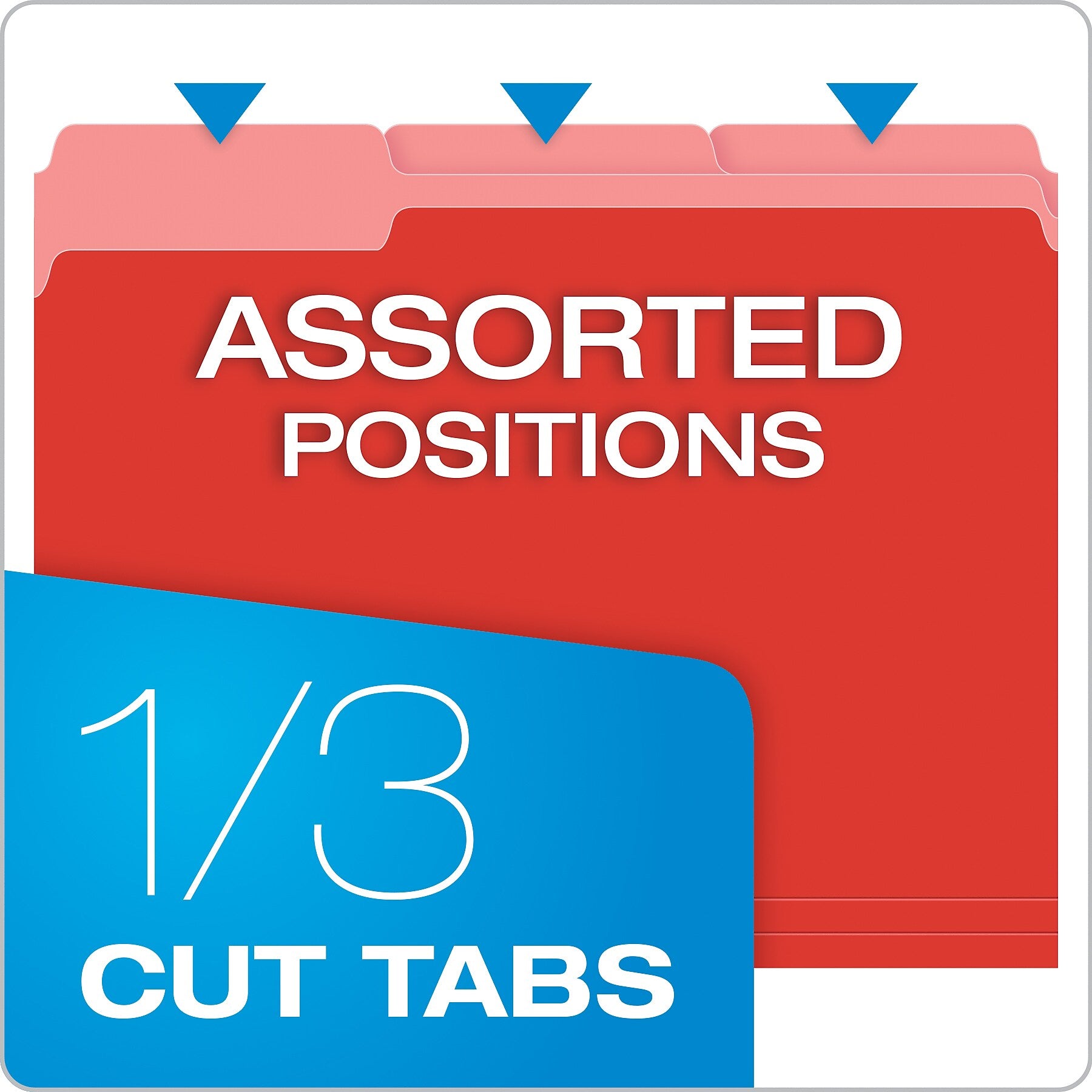Pendaflex Recycled File Folder, 1/3-Cut Tab, Assorted, Letter Size, Red, 100/Box (4210 1/3 RED)