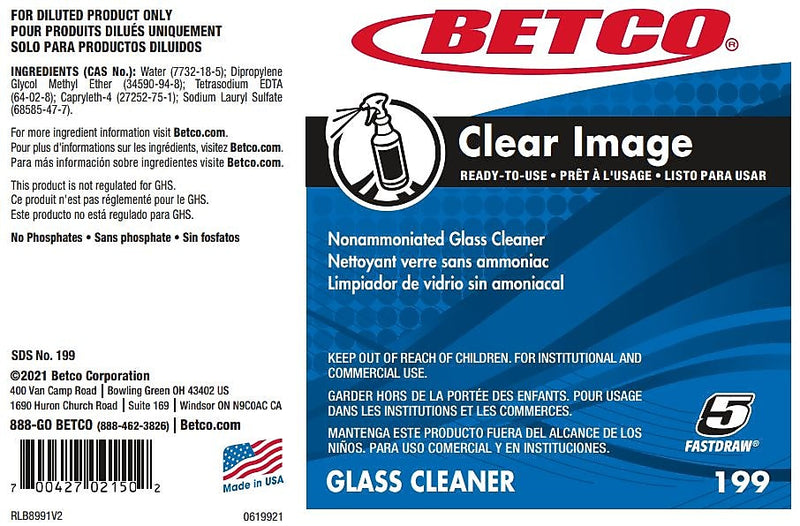 Betco Clear Image Secondary Label, 24/Pack (1999090)