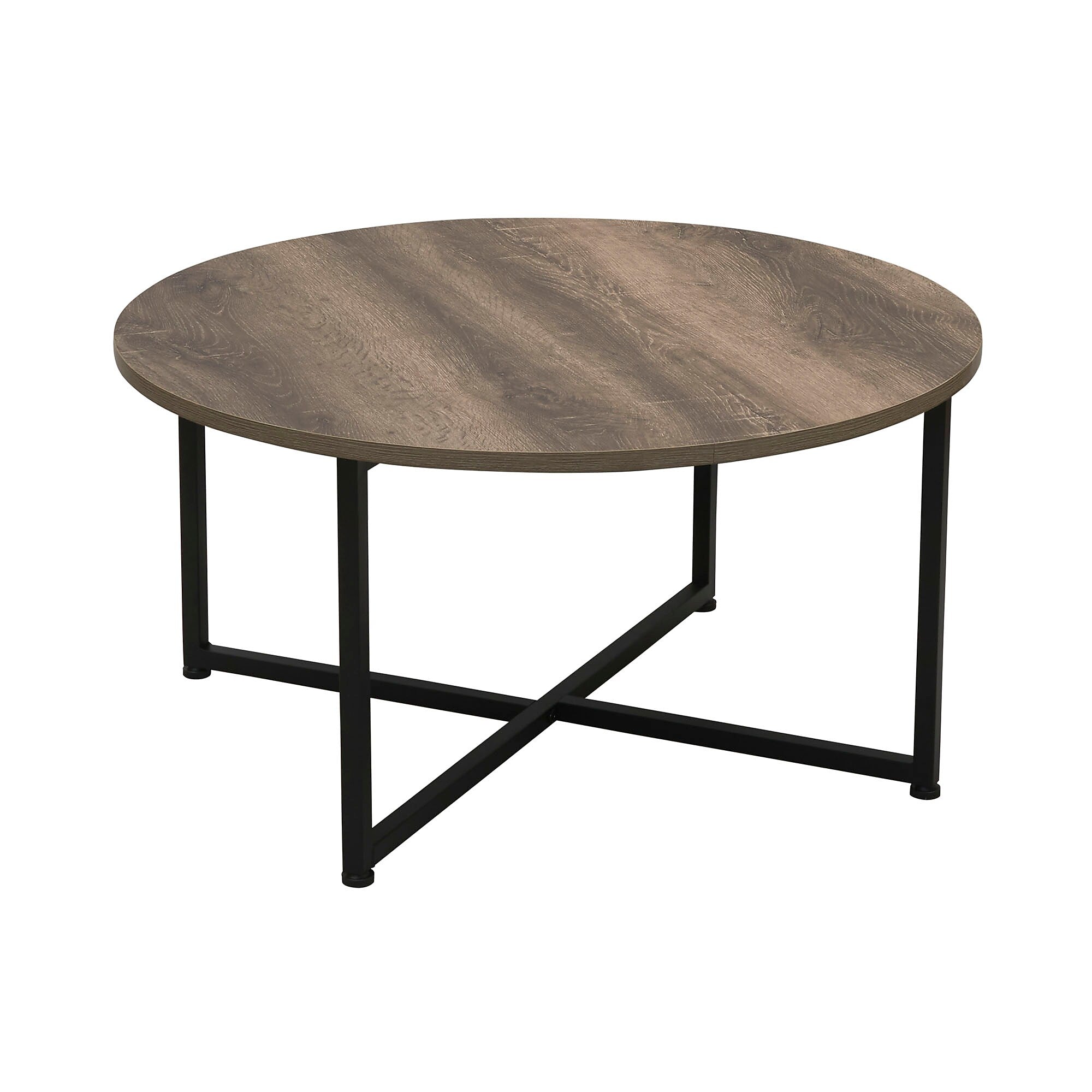 Household Essentials Jamestown 31.5"Dia Laminate Round Coffee Table, Ashwood/Black (8079-1)