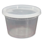 GEN Plastic Deli Containers with Lid, 16 oz, Clear, Plastic, 240/Carton