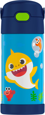 Thermos FUNtainer Baby Shark Stainless Steel Vacuum Insulated Water Bottle, 12 oz. (EAF4100BS6)