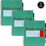 Pukka Pad Metallic 5-Subject Notebook, Ruled, 100 Sheets, Green, 3/Pack (8748-MET)