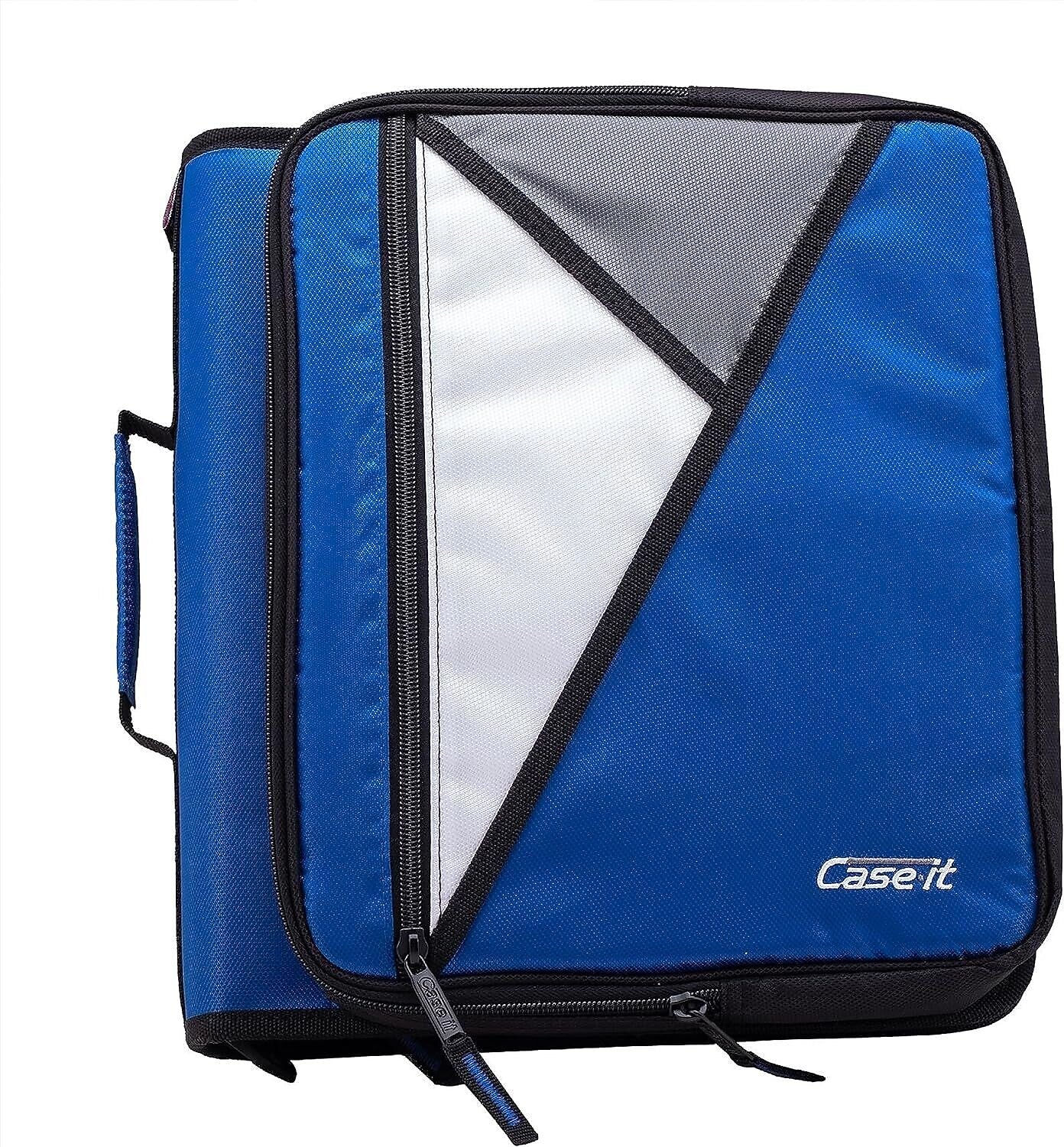 Case It 2" 3-Ring Zipper Binders, Blue (LT-007BLU)