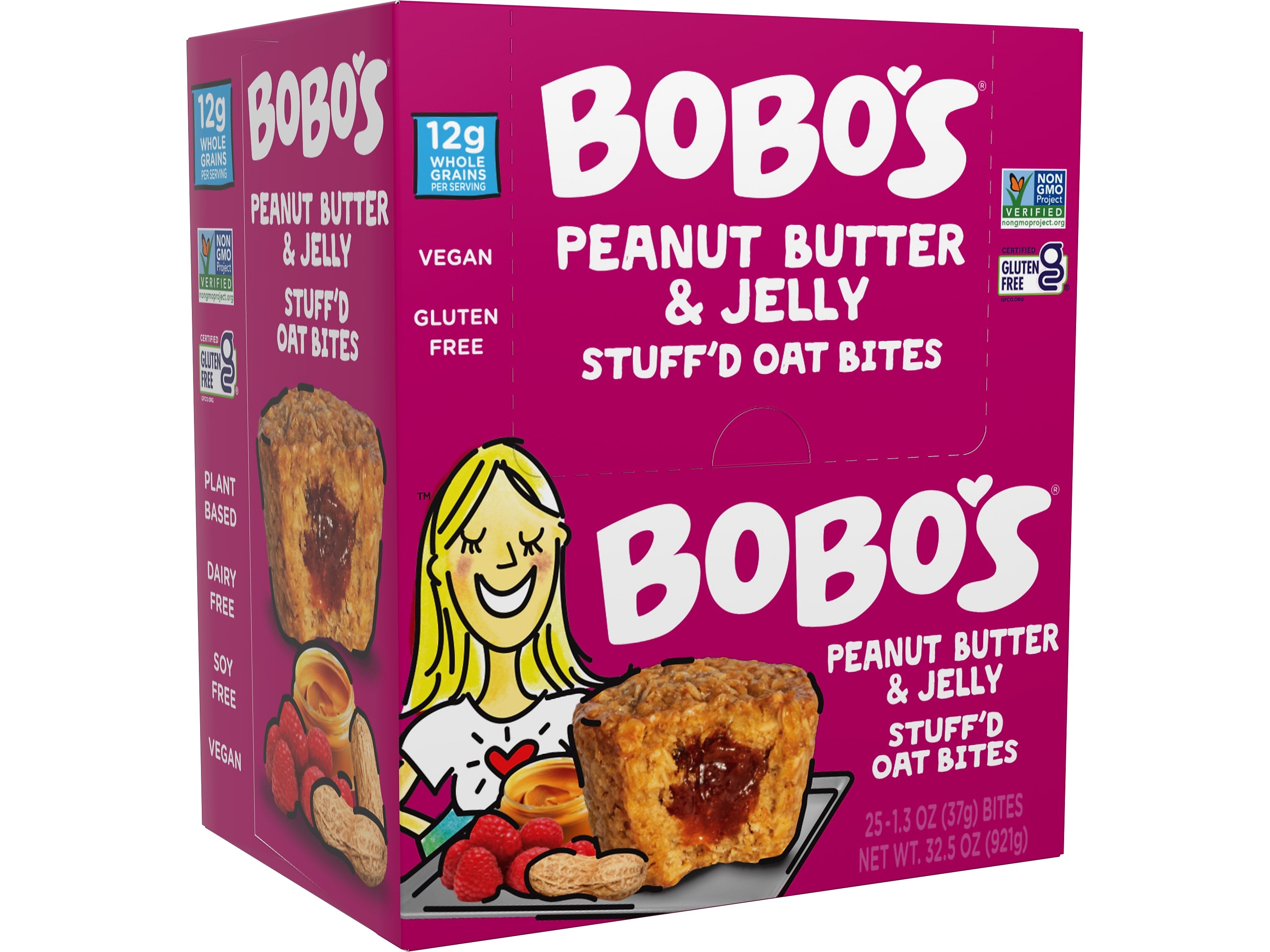 Bobo's Gluten-Free Peanut Butter & Jelly Oat Bite, 32.5 oz., 25 Bars/Box (122-75-D)