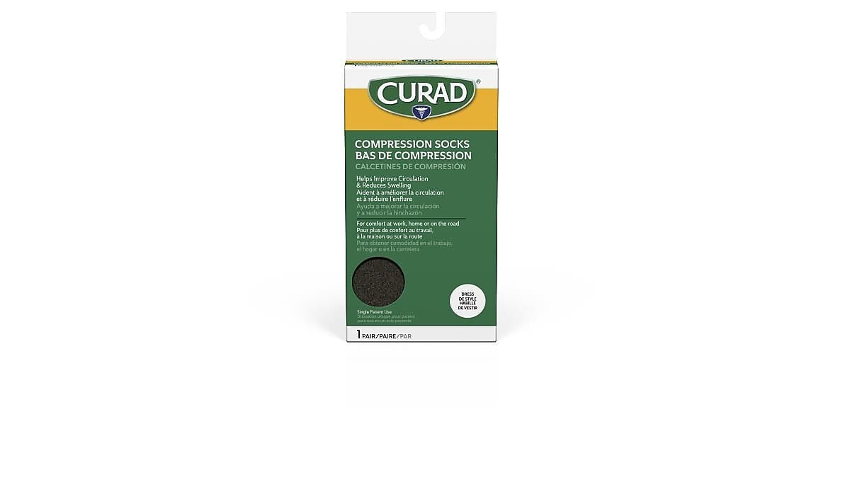 Curad 20-30mmHg Knee High Compression Sock, Black, C Size, Regular Length, Each (MDS1718CBH)