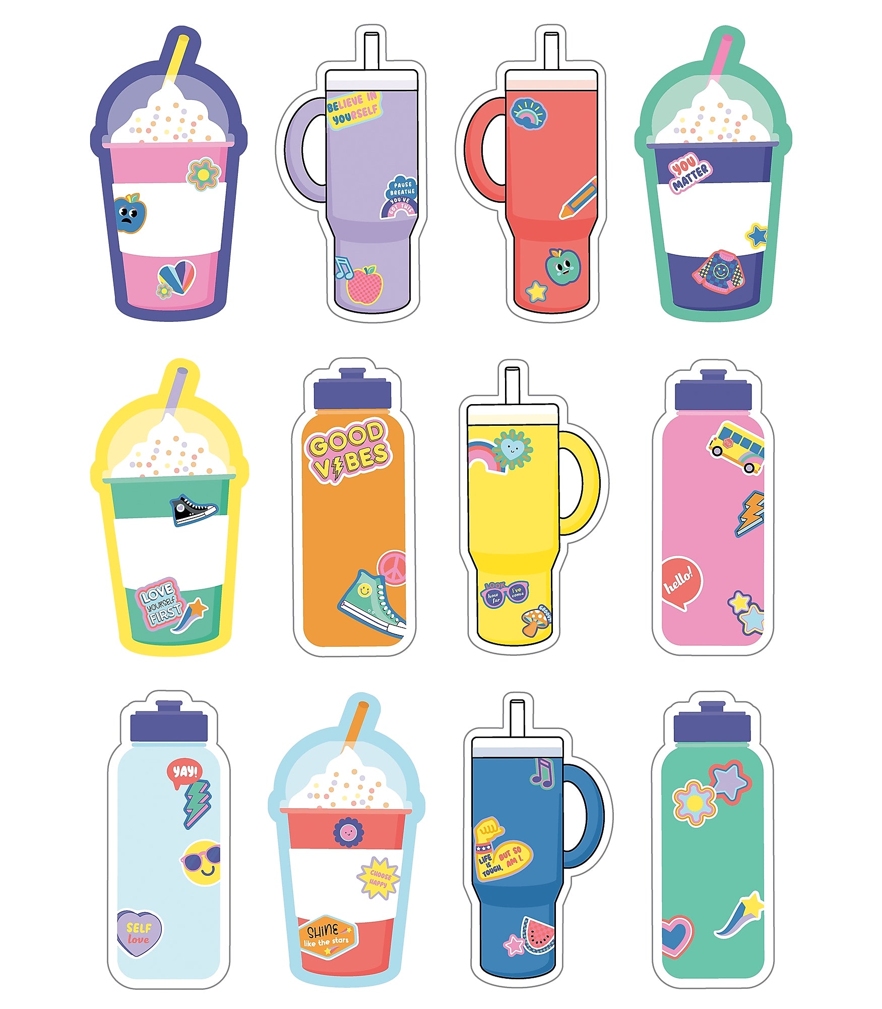 Carson Dellosa Education We Stick Together Cups & Water Bottles Cut-Outs, 36 Peices (CDP120651)