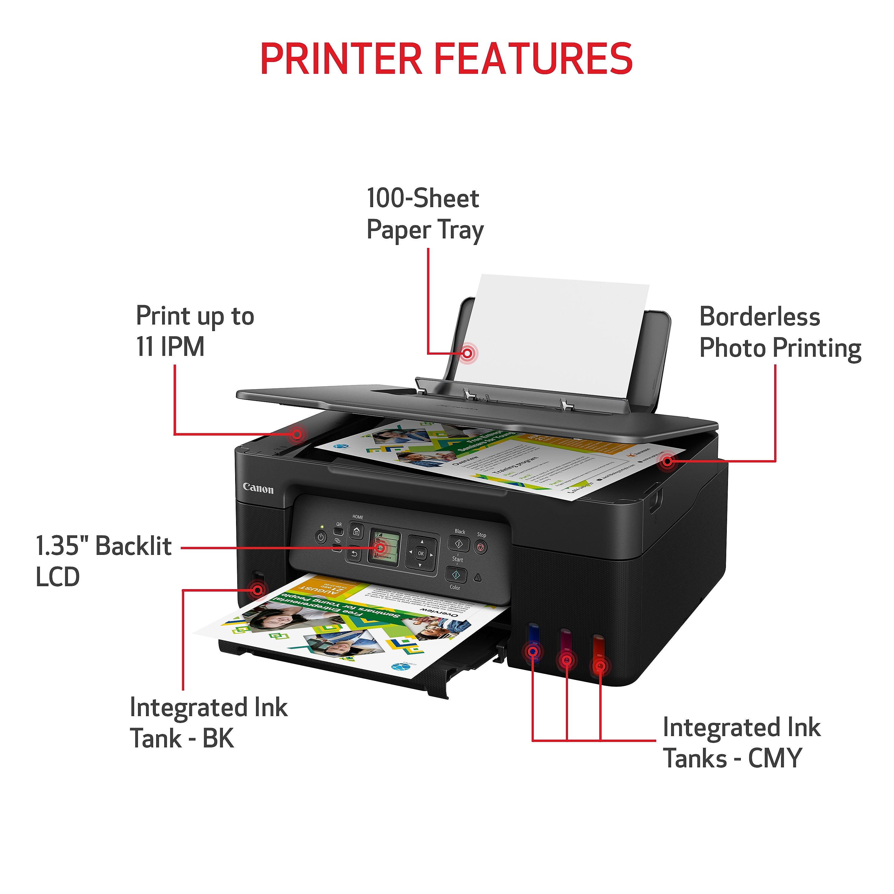 Canon PIXMA G3270 BK MegaTank Wireless Color Inkjet Printer, All-In-One Supertank, Print, Scan, Copy (5805C002)