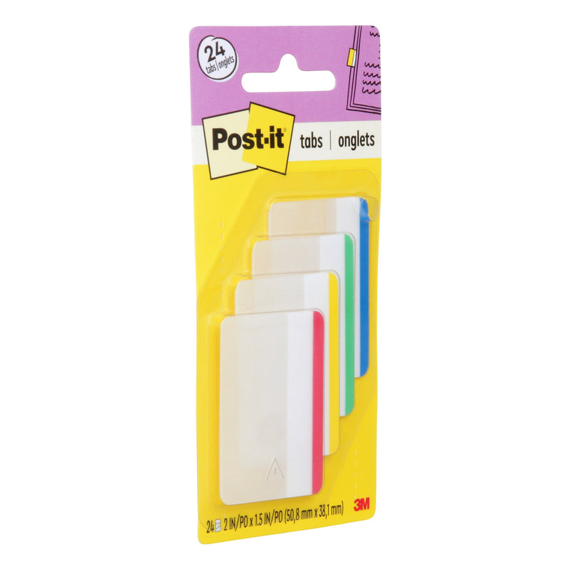Post-it Tabs, 2" Wide, Assorted Colors, 24 Tabs/Pack (686F-1)